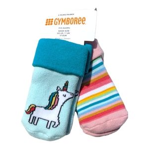 Gymboree 3-6m Unicorn/Stripes Blue/Pink Socks